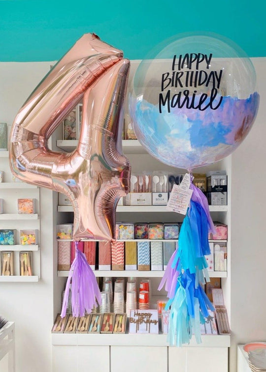 Bouquet Burbuja Gigante Pintada + Números Gigantes