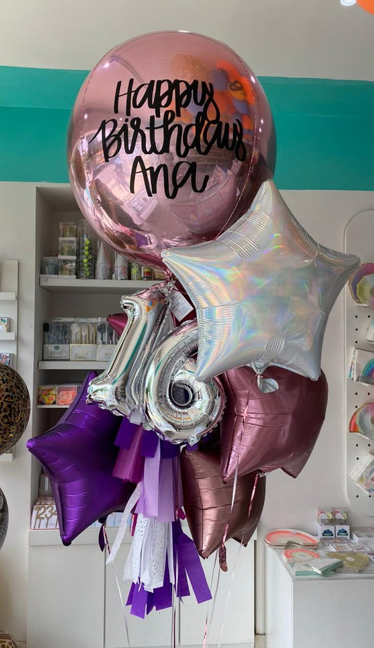 Bouquet Orbz Jumbo +Números colgando + Stars