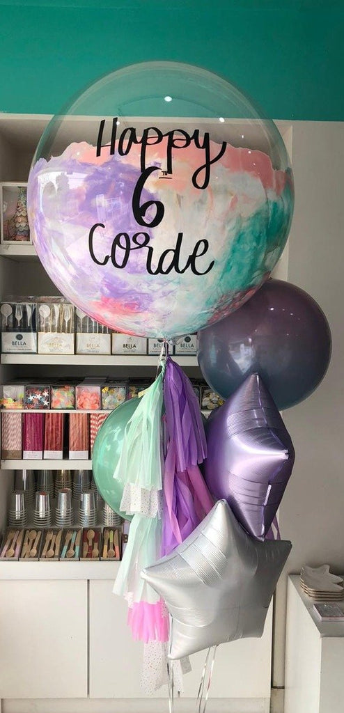 Bouquet Burbuja Gigante Pintada + Orbz + Stars