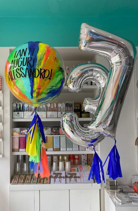 Bouquet Burbuja Grande Pintada + Números Gigantes