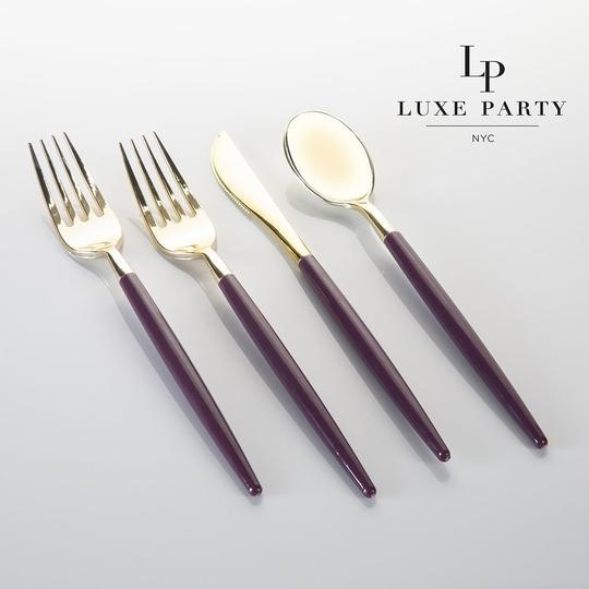 Purple and Gold Cutlery Pack 32 Pieces